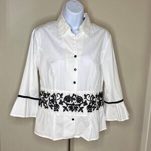 Dressbarn Black and White Women's Blouse Size M EUC
